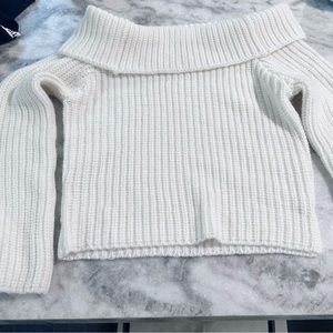 Crop cream sweater off shoulder size large